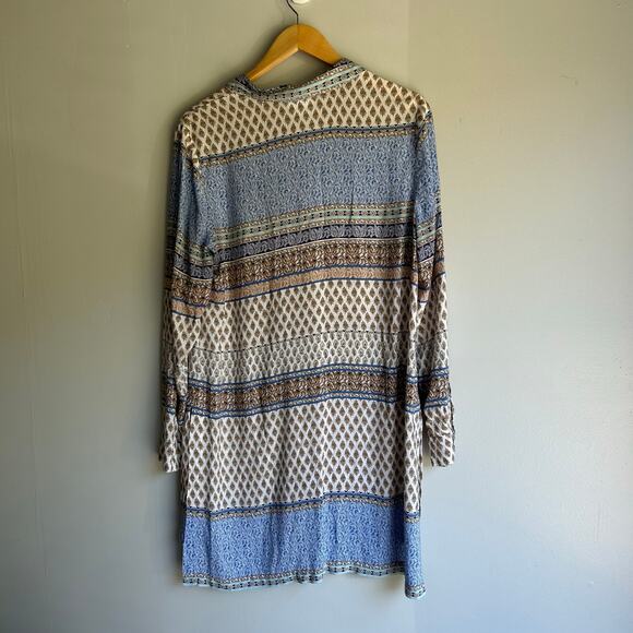 J. Jill  Floral Damask Print Button Tunic Dress Coverup Blue Medium Patchwork - Picture 8 of 8